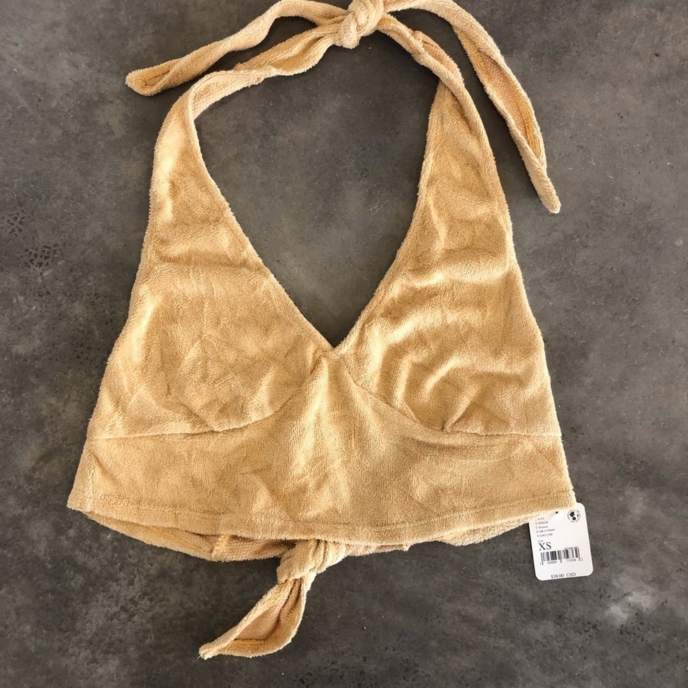 Free People Beach halter top French Terry in color bronze NWT. XS